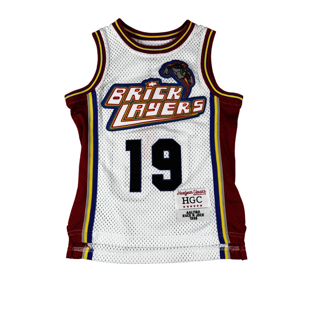 Headgear Classics Aaliyah Rock N Jock 1996 Brick Layers Youth Jersey White XS